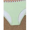 imageSHENHE Girls 2 Piece Swimsuit High Waisted Spagehtti Strap Chevron Tape Bathing SuitMint Green