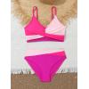 imageSHENHE Girls 2 Piece Swimsuit V Neck Wrap Front Colorblock Vacation Bikini SetPink