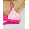 imageSHENHE Girls 2 Piece Swimsuit V Neck Wrap Front Colorblock Vacation Bikini SetPink