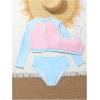 imageSHENHE Girls 3 Piece Swimsuits with Long Sleeve Zipper Rashguard Shirt Color Block BikinisBlue