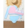 imageSHENHE Girls 3 Piece Swimsuits with Long Sleeve Zipper Rashguard Shirt Color Block BikinisBlue