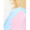 imageSHENHE Girls 3 Piece Swimsuits with Long Sleeve Zipper Rashguard Shirt Color Block BikinisBlue