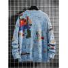 imageSHENHE Mens Graphic Colorful Crewneck Long Sleeve Pullover Sweater Streetwear Knitwear TopBlue