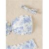 imageSHENHE Womens 2 Piece Bandeau Bikini Sets Floral Print Scalloped Boho Strapless SwimsuitsBlue and White