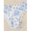 imageSHENHE Womens 2 Piece Bandeau Bikini Sets Floral Print Scalloped Boho Strapless SwimsuitsBlue and White