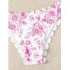 imageSHENHE Womens 2 Piece Bandeau Bikini Sets Floral Print Scalloped Boho Strapless SwimsuitsHot Pink and White
