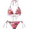 imageSHENHE Womens 3 Piece Cheetah Bikini Set Floral Triangle Halter String Swimsuits with Cove UpPink