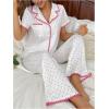 imageSHENHE Womens Button Down Pajama Sets 2 Piece Short Sleeve Nightwear with Pants Lounge SetBeige
