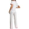 imageSHENHE Womens Button Down Pajama Sets 2 Piece Short Sleeve Nightwear with Pants Lounge SetWhite
