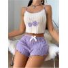 imageSHENHE Womens Cami Pajama Sets 2 Piece Cute Cherry Print Knit Crop Top and Shorts Pj Set Purple Medium