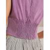 imageSHENHE Womens Cap Sleeve Ruched Crop Top V Neck Smocked Back Casual Y2k TshirtViolet Purple