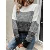 imageSHENHE Womens Color Block Oversized Sweater Crew Neck Drop Shoulder Soft Knit Pullover TopsDark Grey