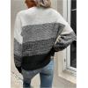 imageSHENHE Womens Color Block Oversized Sweater Crew Neck Drop Shoulder Soft Knit Pullover TopsDark Grey