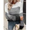 imageSHENHE Womens Color Block Oversized Sweater Crew Neck Drop Shoulder Soft Knit Pullover TopsDark Grey