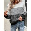 imageSHENHE Womens Color Block Oversized Sweater Crew Neck Drop Shoulder Soft Knit Pullover TopsDark Grey
