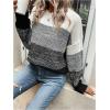 imageSHENHE Womens Color Block Oversized Sweater Crew Neck Drop Shoulder Soft Knit Pullover TopsDark Grey