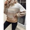 imageSHENHE Womens Color Block Oversized Sweater Crew Neck Drop Shoulder Soft Knit Pullover TopsKhaki