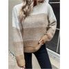 imageSHENHE Womens Color Block Oversized Sweater Crew Neck Drop Shoulder Soft Knit Pullover TopsKhaki