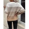 imageSHENHE Womens Color Block Oversized Sweater Crew Neck Drop Shoulder Soft Knit Pullover TopsKhaki