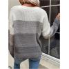 imageSHENHE Womens Color Block Oversized Sweater Crew Neck Drop Shoulder Soft Knit Pullover TopsLight Grey