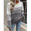 imageSHENHE Womens Color Block Oversized Sweater Crew Neck Drop Shoulder Soft Knit Pullover TopsLight Grey