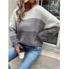 imageSHENHE Womens Color Block Oversized Sweater Crew Neck Drop Shoulder Soft Knit Pullover TopsLight Grey