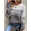 imageSHENHE Womens Color Block Oversized Sweater Crew Neck Drop Shoulder Soft Knit Pullover TopsLight Grey