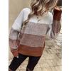 imageSHENHE Womens Color Block Oversized Sweater Crew Neck Drop Shoulder Soft Knit Pullover TopsMulticolor