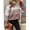 imageSHENHE Womens Color Block Oversized Sweater Crew Neck Drop Shoulder Soft Knit Pullover TopsMulticolor