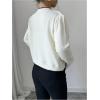 imageSHENHE Womens Crew Neck 3D Flower Cardigan Button Up Elegant Rosette Sweater CardiganBlack and White