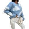 imageSHENHE Womens Crewneck Drop Shoulder Cloud Pattern Casual Sweater Pullover Jumper