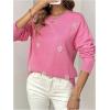 imageSHENHE Womens Crewneck Long Sleeve Sweater Pearl Embellished Elegant Knit Sweater Pullover