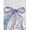 imageSHENHE Womens Crochet Swimsuit Cover Up Set Halter Triangle String Micro Bikini BeachwearBlue and Purple