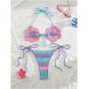imageSHENHE Womens Crochet Swimsuit Cover Up Set Halter Triangle String Micro Bikini BeachwearBlue and Purple
