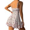 imageSHENHE Womens Cute Cherry Print Lace Trim Ruffle Hem Sleeveless Nightgown ChemiseWhite a