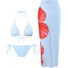 imageSHENHE Womens Floral 3 Piece Swimsuit Triangle Halter String Bikini Set with Cover Up Long SkirtBlue