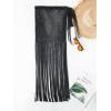 imageSHENHE Womens Fringe Beach Sarong Sheer Tie Side Bathing Suit Wrap Skirt Beach CoverupBlack