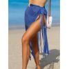 imageSHENHE Womens Fringe Beach Sarong Sheer Tie Side Bathing Suit Wrap Skirt Beach CoverupRoyal Blue