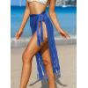 imageSHENHE Womens Fringe Beach Sarong Sheer Tie Side Bathing Suit Wrap Skirt Beach CoverupRoyal Blue