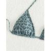 imageSHENHE Womens Leopard Print Triangle Bikini Top Halter Neck Tie Back Padded Swimsuit TopDark Green