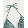 imageSHENHE Womens Leopard Print Triangle Bikini Top Halter Neck Tie Back Padded Swimsuit TopDark Green