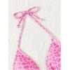 imageSHENHE Womens Leopard Print Triangle Bikini Top Halter Neck Tie Back Padded Swimsuit TopPink