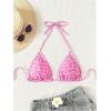 imageSHENHE Womens Leopard Print Triangle Bikini Top Halter Neck Tie Back Padded Swimsuit TopPink