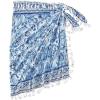 imageSHENHE Womens Paisley Print Beach Sarong Pareo Coverups Wrap Short Skirt with TasselsBlue and White