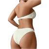imageSHENHE Womens Strapless High Cut Bikini Set 3D Rosette Flower 2 Piece Bandeau SwimsuitBeige