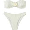imageSHENHE Womens Strapless High Cut Bikini Set 3D Rosette Flower 2 Piece Bandeau SwimsuitBeige