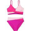imageSHENHE Girls 2 Piece Swimsuit V Neck Wrap Front Colorblock Vacation Bikini SetPink