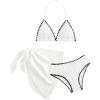 imageSHENHE Girls 3 Piece Swimsuits with Cover Up Triangle Halter High Waisted Bikini Bathing SuitsWhite