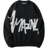 imageSHENHE Mens Crew Neck Graphic Sweater Long Sleeve Gothic Loose Sweater Pullover TopLetters Black