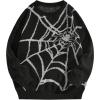 imageSHENHE Mens Crew Neck Graphic Sweater Long Sleeve Gothic Loose Sweater Pullover TopSpiderweb Black